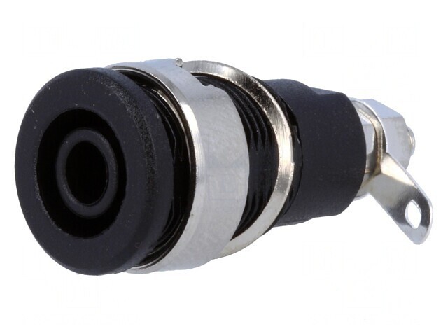 Soclu Banană 4mm 32A Negru Nichelat pe Panou