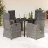 VidaXL Set mobilier de grădină cu perne, 5 piese, gri, poliratan
