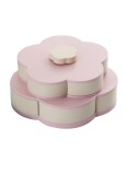 Cutie pentru bomboane, snacks in forma de floare, 2 Nivele, 10 compartimente, Roz-crem