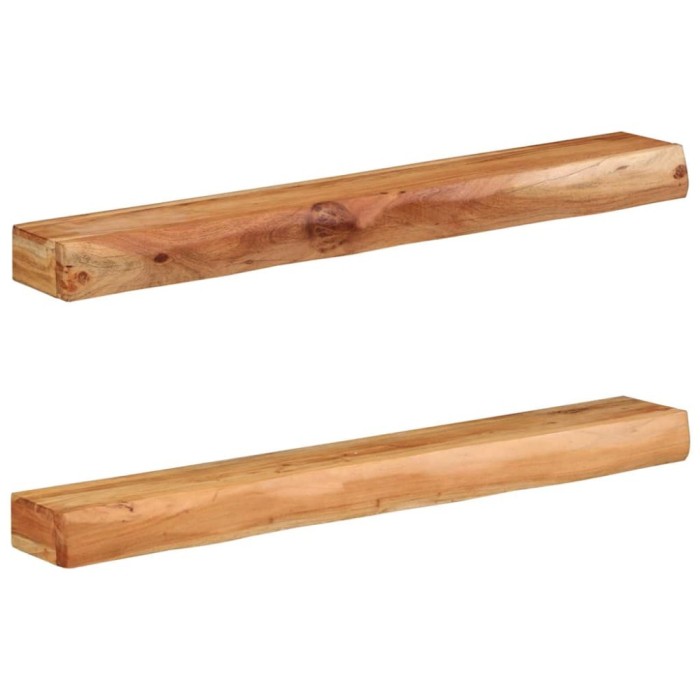 Gossi rafturi de perete 2 buc 100x17x8 cm lemn masiv de salcam