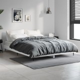 VidaXL Cadru de pat, alb extralucios, 135x190 cm, lemn prelucrat