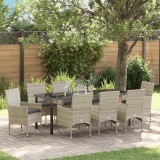 Cumpara ieftin Set de masă pentru grădină 9 pcs Gri deschis Rattan poli