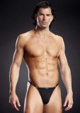Tanga Barbati Microfibra + Inele Metalice, L/XL, Negru - Lenjerie Sexy Blue Line