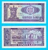 Moldova (p#6) 5 Lei 1992 UNC &#039;Prima emisie de Lei&#039; serie: B.0004 7914xx
