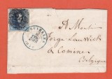 AMS @ - SCRISOARE BELGIA 1854 francata cu o marca 20 CENT 1849/1850, MICHEL 4A #