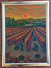 Tablou pictat manual LA CULESUL VIEI, 50x70 cm