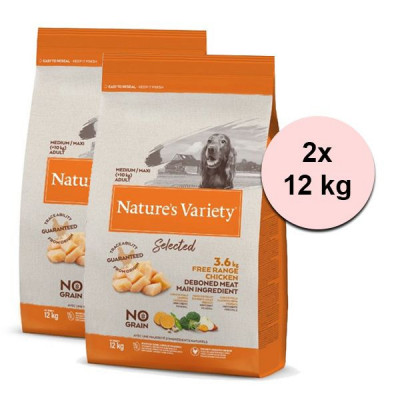 Nature&amp;amp;#039;s Variety Dog Selected Medium No Grain Chicken 2 x 12 kg foto