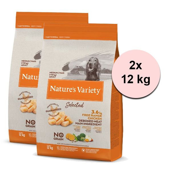 Nature&amp;#039;s Variety Dog Selected Medium No Grain Chicken 2 x 12 kg