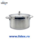 Oala cilindrica HAUSBERG HB-H774, din inox cu capac, capacitate 6.5 l, diametru 24 cm, fund dublu