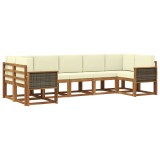 vidaXL Set de canapele de exterior cu pernă 7 pcs Natural și Crem 3385506