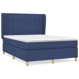 Cumpara ieftin Pat continental cu saltea, albastru, 140x200cm, material textil