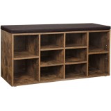 VASAGLE Banca pentru hol cu suport pentru pantofi, 10 compartimente, cu perna, 104x48x30cm, maro rustic Household NewTrend
