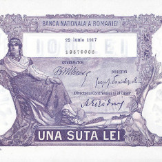 REPRODUCERE bancnota 100 lei 22 iunie 1917 Romania