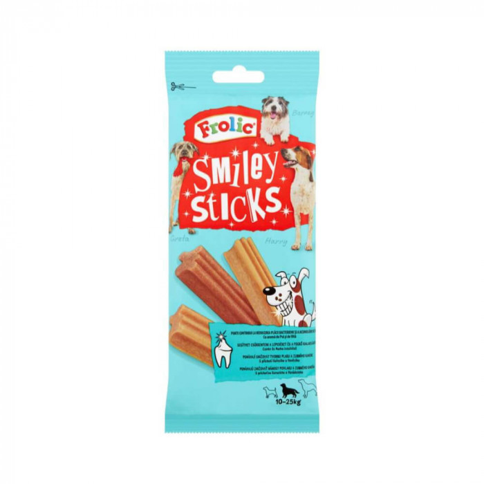 Recompense pentru Caini Frolic Smiley, 175g, Recompense Frolic, Recompense Caini, Recompense pentru Caini, Hrana Caini, Mancare Caini, Sticksuri Delci