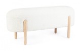 Cumpara ieftin Banca lemn natur textil alb Dayla 108x41.5x48 cm