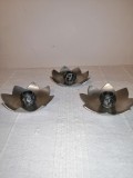 3x suport lumanare vintage forma floare de lotus staniu cositor PERLETINN Norvegia