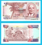 Malawi (p#23) 1 Kwacha 1992 UNC 'Dr. Hastings Kamuzu Banda'; (ROG CITITI DETALIILE!)