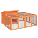 Cusca pentru iepuri maro 144x123x67,5 cm din lemn masiv de pin