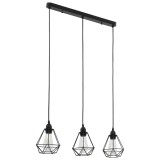 Gossi lustra, design diamant, negru, 3 becuri x e27