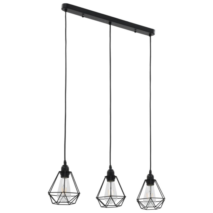 Gossi lustra, design diamant, negru, 3 becuri x e27