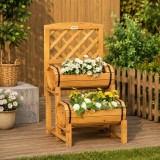 Jardiniera decorativa cu suport pentru plante cataratoare, lemn, 2 nivele, tip butoi, 45x45x80 cm