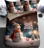 Cumpara ieftin Lenjerie Pat De Craciun O Persoana Silvaneige Cr060, Bumbac, 4 Piese, Cu Elastic, Imprimeu