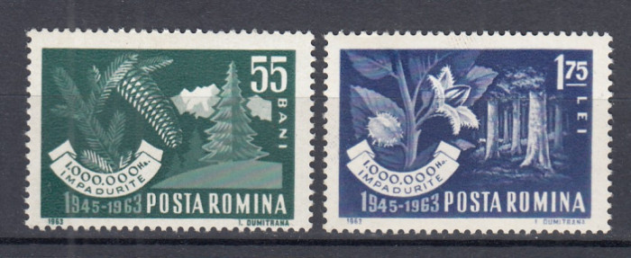 ROMANIA 1963 LP 573 IMPADURIREA SERIE MNH