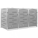 Cumpara ieftin Magazie pentru trei pubele, 207x77,5x112,5 cm, otel inoxidabil