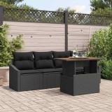 vidaXL Set de canapele pentru grădină 5 pcs Negru Rattan poli