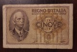 Bancnota Italia - 5 Lire 1940