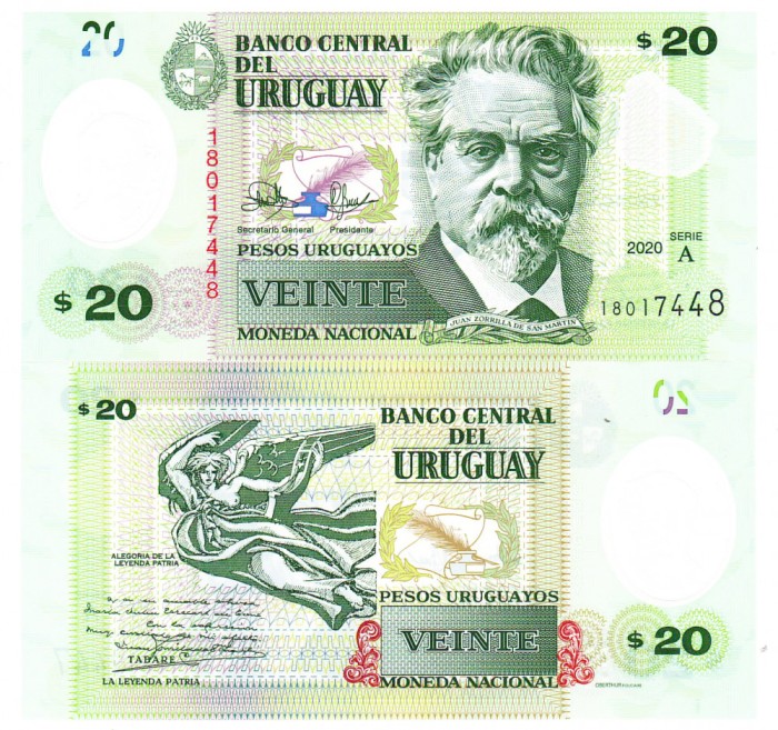 Uruguay 20 Pesos 2020 Polimer P-101 UNC
