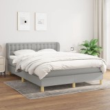 VidaXL Pat box spring cu saltea, gri deschis, 140x190 cm, textil 3127117