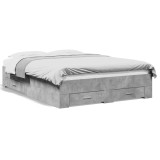 Cumpara ieftin Cadru de pat cu sertare, gri beton, 135x190 cm, lemn prelucrat