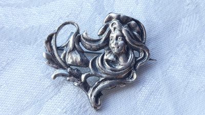 argint BROSA 1900 art nouveau FRANTA 1900 manopera EXCEPTIONALA unica SPLENDIDA vintage DE EFECT foto