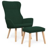 Cumpara ieftin Scaun de relaxare cu taburet, verde inchis, textil