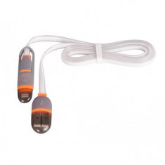 CABLU DE DATE 2 IN 1 MICRO USB / IPHONE 5-6 ALB