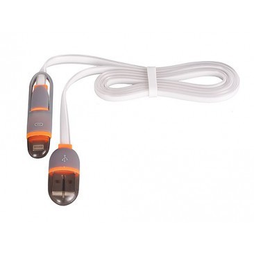 CABLU DE DATE 2 IN 1 MICRO USB / IPHONE 5-6 ALB