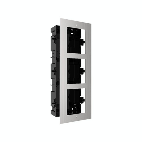 Rama montaj ingropat din otel inoxidabil, 3 module, pentru Interfon modular - HIKVISION DS-KD-ACF3-S