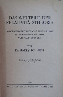 Harry Schmidt - Das weltbild der Relativitatstheorie foto