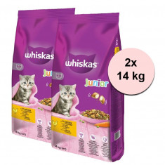 WHISKAS Junior cu carne de pui 2 x 14 kg foto