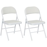 HOMCOM Lot de 2 scaune pliante scaune de masă portabile cadru din oțel dim. 45l x 46L x 78&Icirc; cm alb | Aosom Romania