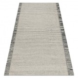 Covor din l&acirc;nă TAHAR 99003F cremă / gri - ȚESUTĂ M&Acirc;NĂ, Lines, franjuri, 90x150 cm