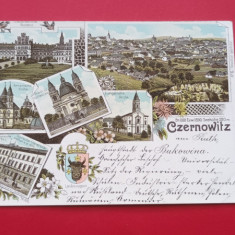 Litho Cernauti Czernowitz Heraldica Bukowina Bucovina Art Nouveau Litografie