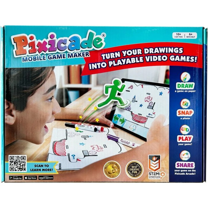 Pixicade - kit creativ multipremiat pentru a transforma desenele copiilor in jocuri video pentru mobil sau tableta, editie jocuri nelimitate