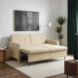 vidaXL Canapea extensibilă Crem Țesătură 42033345