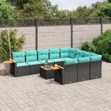 Gossi set canapele de gradina cu perne, 11 piese, negru, poliratan