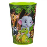 Pahar Plastic, Model Animale Junglă, Capacitate 340 ml, Multicolor, Oem