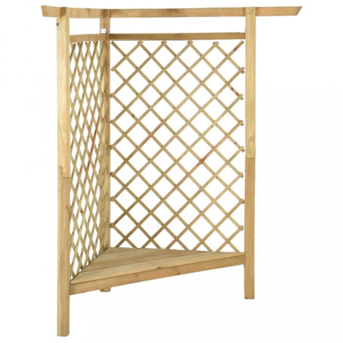 Pergola de colt cu bancheta, 166x81x174 cm, lemn de pin tratat