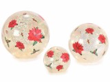 Set 3 sfere decorative Craciun sticla cu led 17.5x17 cm, 14.5x14 cm, 9.5x9 cm