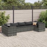 vidaXL Set mobilier de grădină cu perne, 7 piese, gri, poliratan 3308258